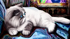 Esoteric Cat Digital Art by JoieArtist, a mystical feline portrait blending innocence with mystery.