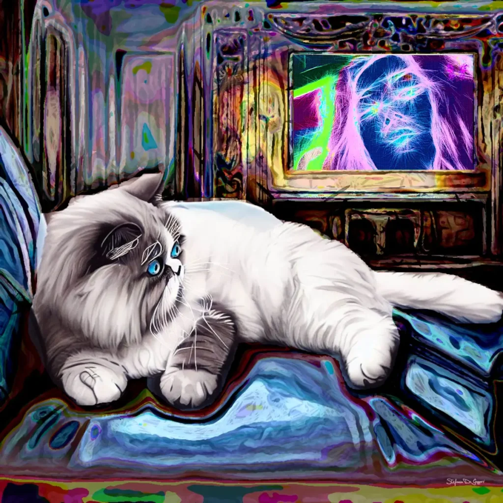 Esoteric Cat Digital Art square version highlighting feline mystery and innocence.