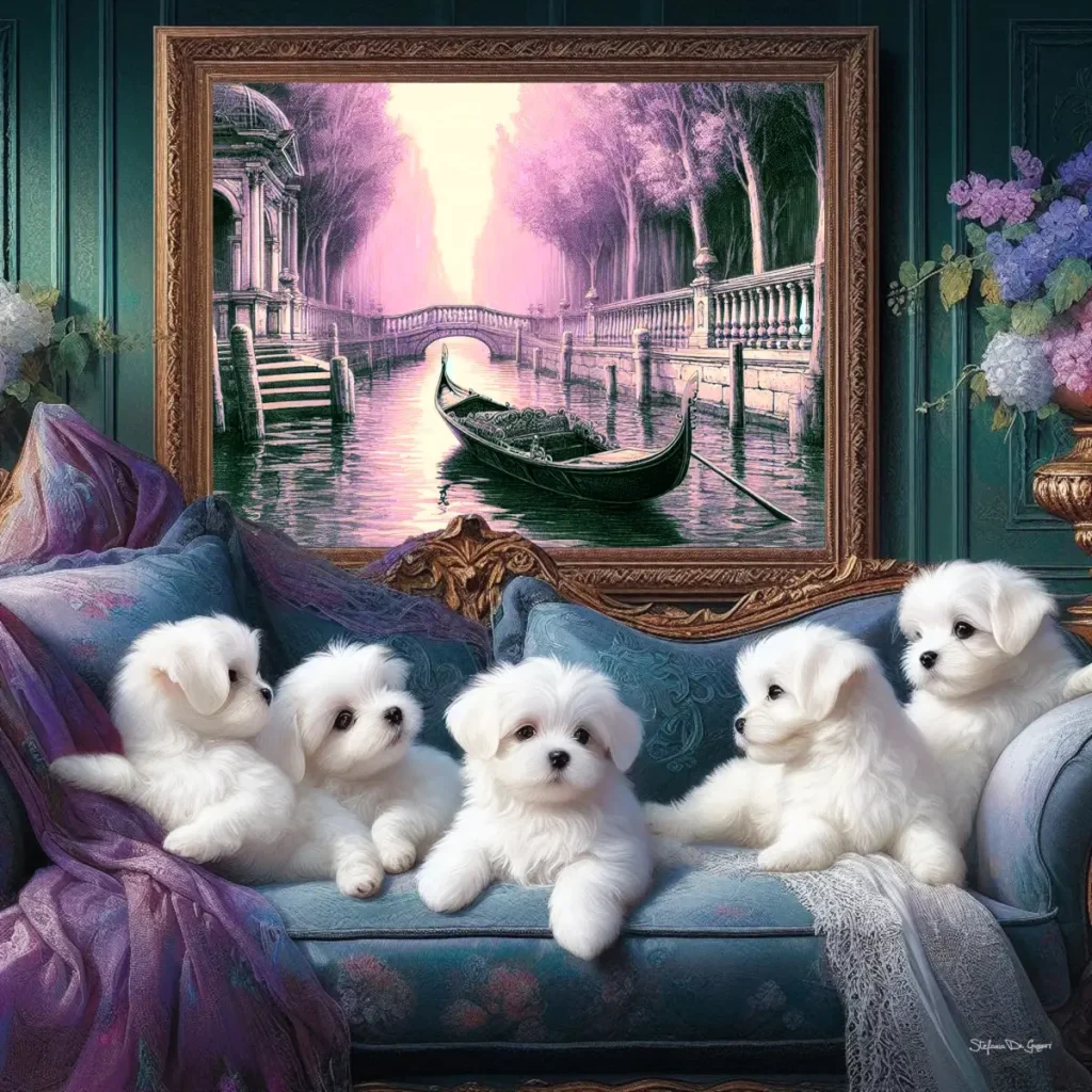 Magic Puppies Digital Art square version highlighting playful innocence and affection.