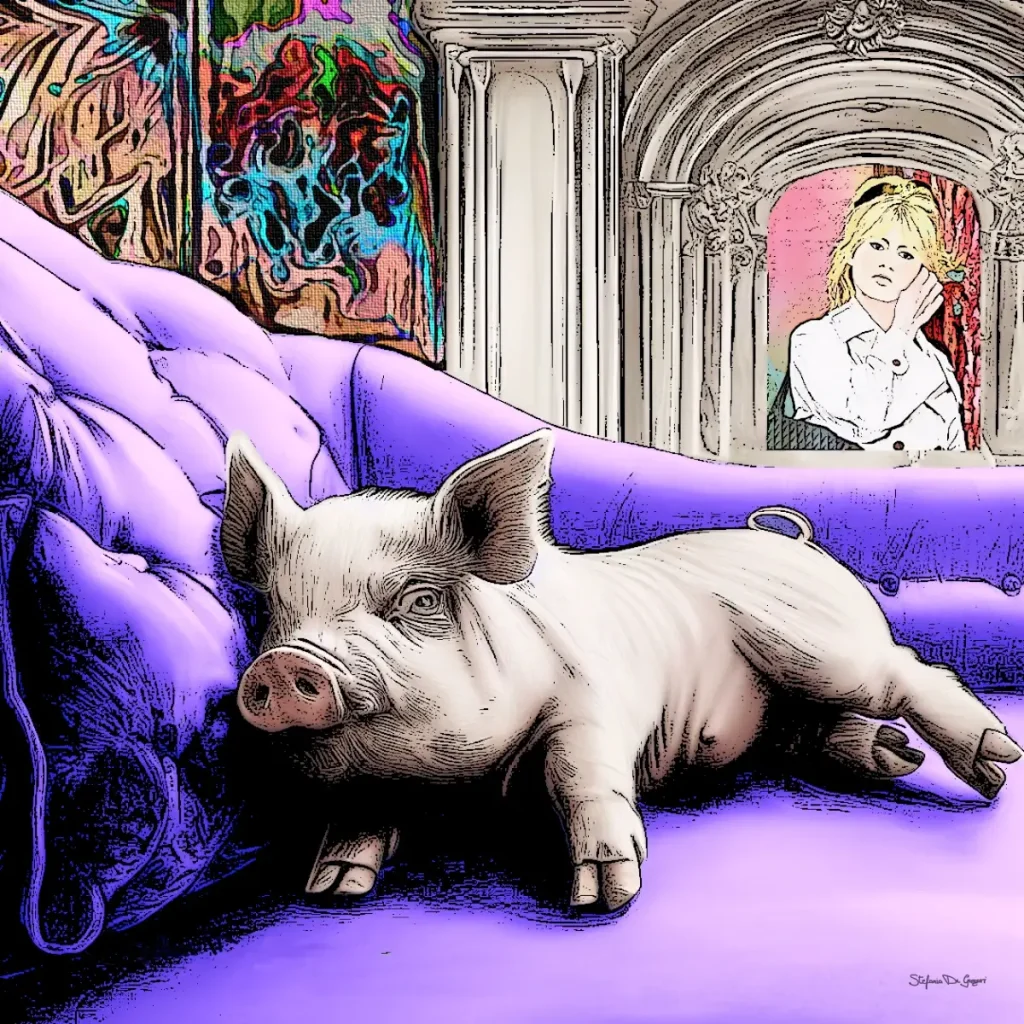 Pig Innocent Digital Art square version highlighting purity and symbolic tenderness.